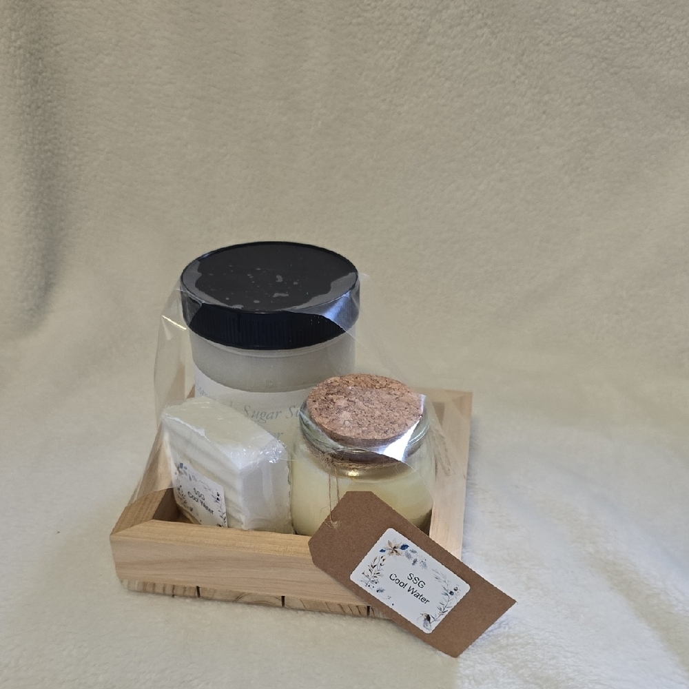 Wooden Tray with Bath Essentials
